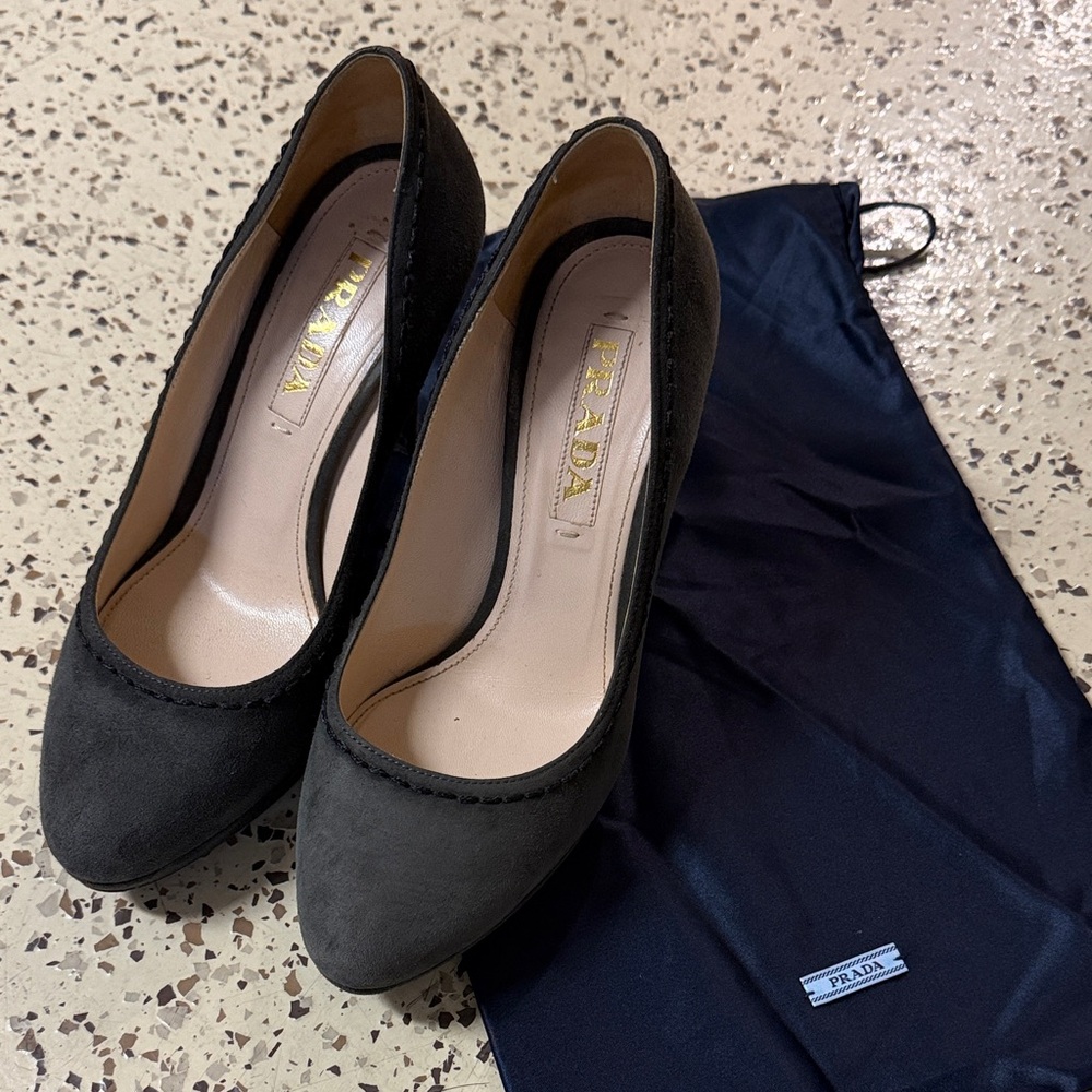 Prada Grey Suede Heels for Women